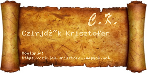 Czirják Krisztofer névjegykártya